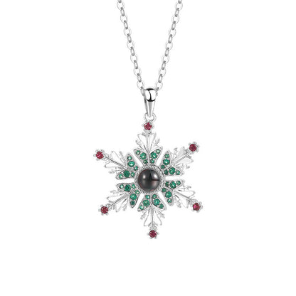 New Christmas Snowflake Necklace With Projection Design For Couples Christmas Gift Women's Clavicle Chain Jewelry