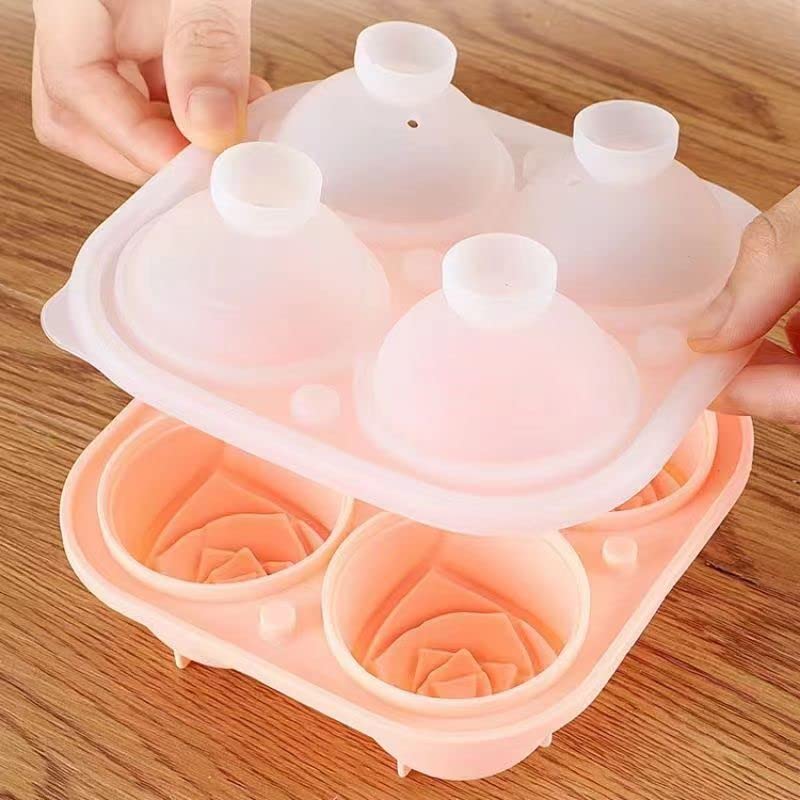 Rose Ice Cube Molds, Silicone Round Cube Flower Shape