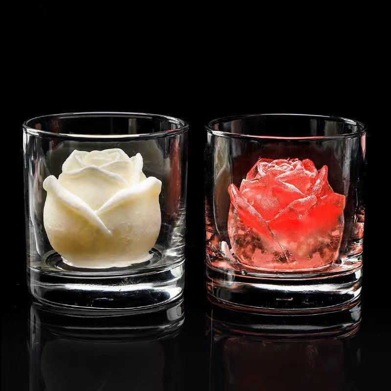 Rose Ice Cube Molds, Silicone Round Cube Flower Shape