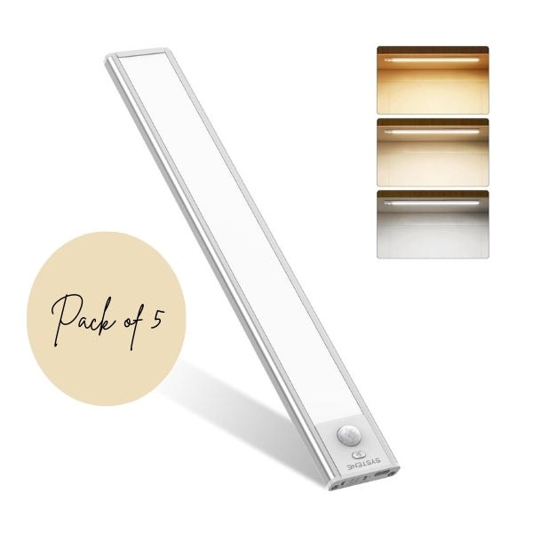 Motion Sensor Cabinet Light Strip Indoor,Magnetic Motion Activated Light Bar Closet ( Pack of 5 )